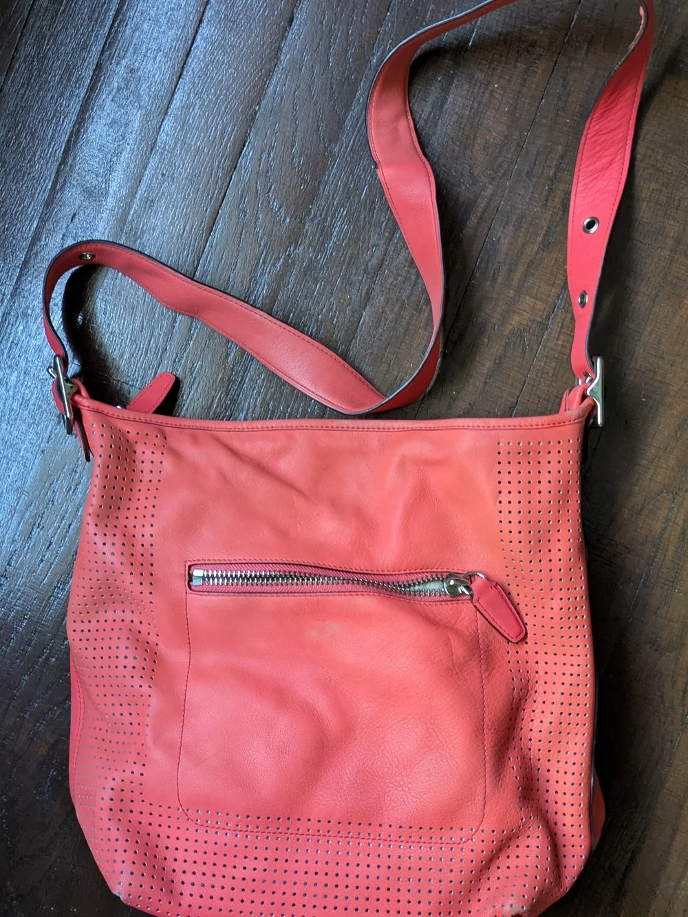 COACH 2012 Coral Leather Perforated Shoulder Bag